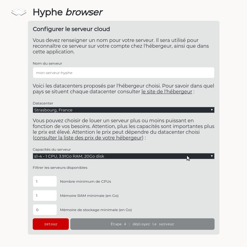 Cloud server to be deployed specifications (Hyphe Browser)